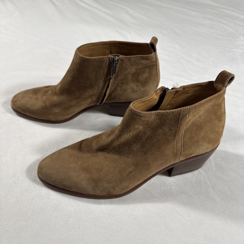 J Crew Size 8.5 Boots Booties Sawyer Suede Leather Brown Ankle Block Heel C9868